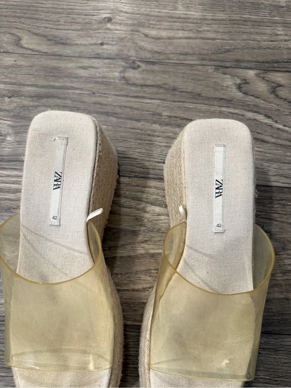 Zara Jute Clear Espadrille Wedges